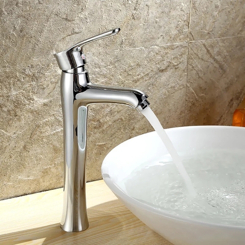 Vòi Lavabo Tròn cao 30cm Đồng Thau Lanka LBL10