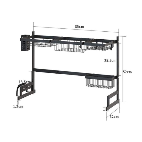 Kệ để chén bát sơn tỉnh điện màu đen loại dày cở 85cm