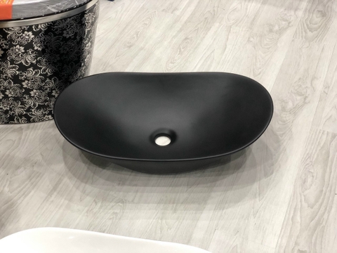 LAVABO SỨ ĐẶT BÀN MẪU THUYỀN MÀU ĐEN LB22