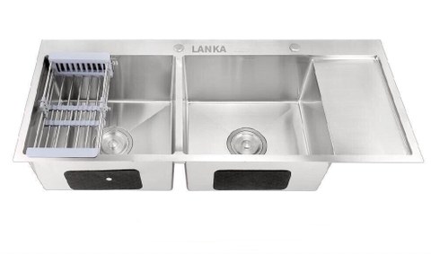 Chậu Rửa Chén 2 Hộc Inox 304 Không Sơn 120x5cm dày 3.0mm