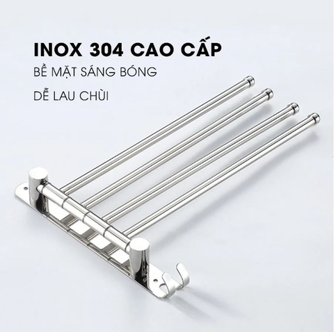 Kệ treo khăn Inox 304 cao cấp MK50 - Thanh treo khăn nhà tắm đa năng xoay 180 độ