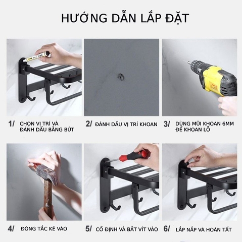 Kệ treo khăn nhà tắm inox 304 sơn tỉnh điện màu đen loại dày B05