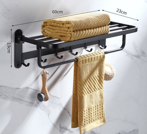 Kệ treo khăn nhà tắm inox 304 sơn tỉnh điện màu đen loại dày B05