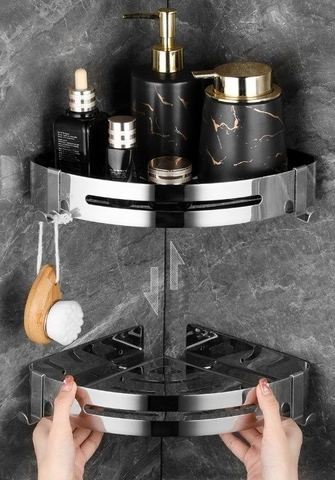 KÊ GÓC 1 TẦNG ĐỂ VẬT DỤNG NHÀ TẮM INOX 304 MÃ E01