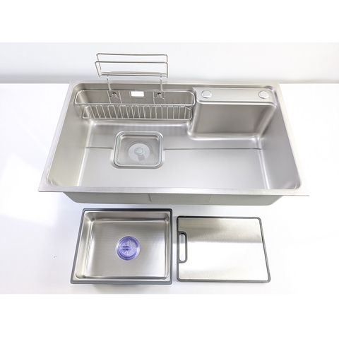 Chậu Rửa Chén Thủ Công 1 Hộc inox 304 kích thước 78x46cm-Xả Trái