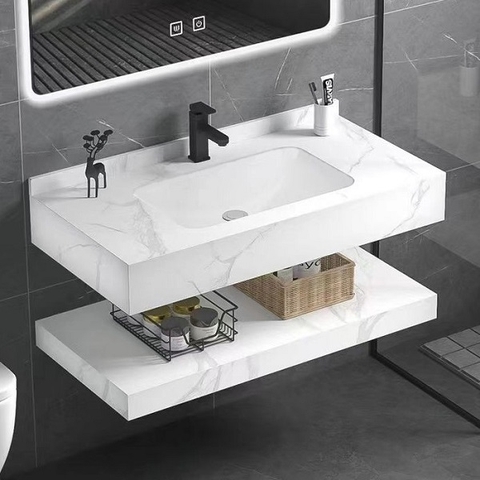 Bàn Đá Lavabo 2 Tầng 312-60cm Trắng Mờ