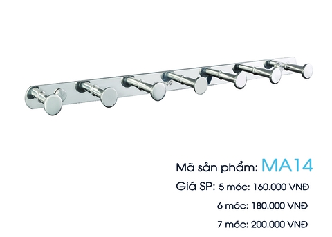 Móc treo áo inox 304 loại 6 móc mã MA14