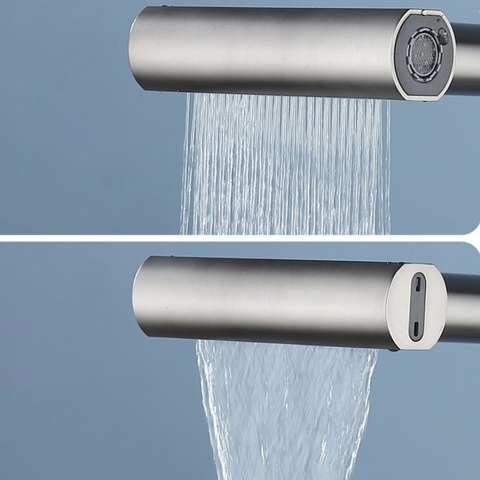 Vòi rửa chén nóng lạnh mẫu dây rút màu xám LANKA mã VRCNL19