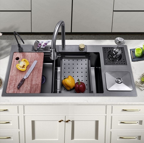 Chậu Rửa Chén 1 Hộc Lớn Inox 304 Phủ Nano 8846DT LANKA