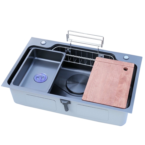 Chậu rửa chén 1 hộc 8050DT inox 304 PHỦ NANO ĐEN LANKA