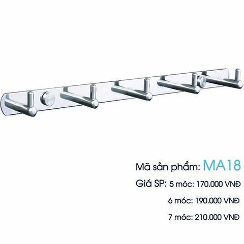 Móc treo áo inox 304 loại 6 móc mã MA18