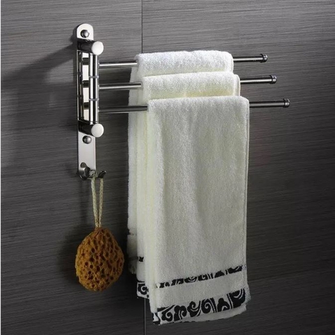 Kệ treo khăn Inox 304 cao cấp MK50 - Thanh treo khăn nhà tắm đa năng xoay 180 độ