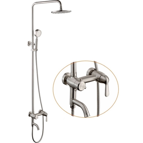 Vòi sen tắm đứng tròn inox 304 loại dày, vòi sen tăng áp LANKA mã SC26