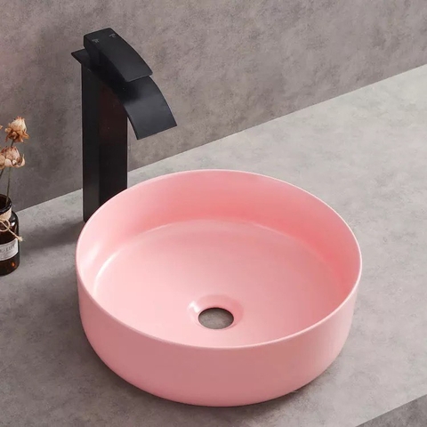 Chậu Lavabo Đặt Bàn Tròn Hồng LANKA LB39