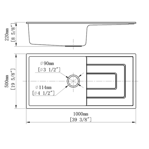 Chậu Rửa Chén Đá 1 Hộc Có Cánh Australia T10050-I01 Đen