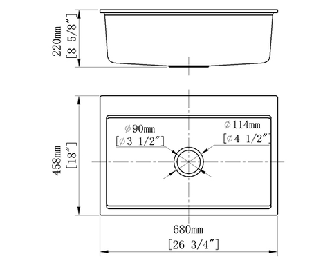 Chậu Rửa Chén Đá 1 Hộc Australia T6846-E01 ĐEN