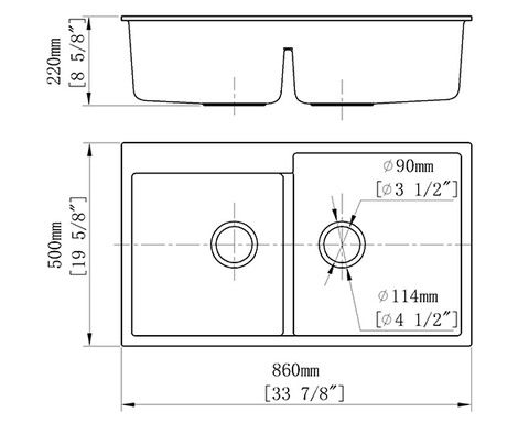 Chậu Rửa Chén Đá 2 Hộc Lệch Australia T8650-F07 Xám