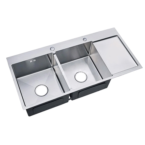 CHẬU RỬA CHÉN 2 HỘC 1 CÁNH CHỜ INOX 201 LANKA