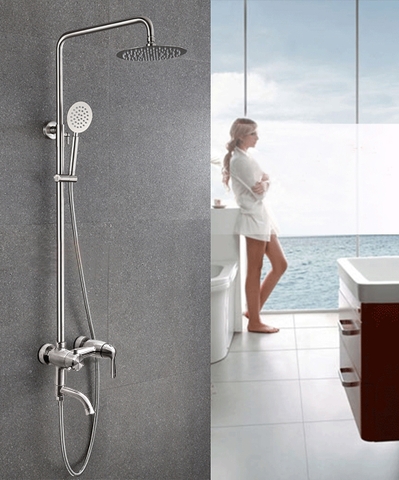 Vòi sen tắm đứng tròn inox 304 loại dày, vòi sen tăng áp LANKA mã SC26