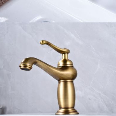 Vòi Lavabo Nóng Lạnh Đồng Cổ Điển Màu Vàng LANKA LBNL14