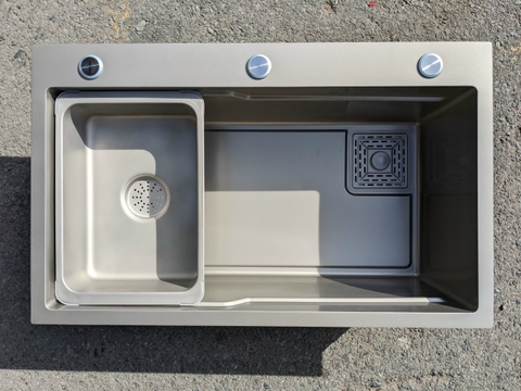 Chậu Rửa Chén 1 Hộc Inox Phủ Nano Xám LANKA CRCNN-7846