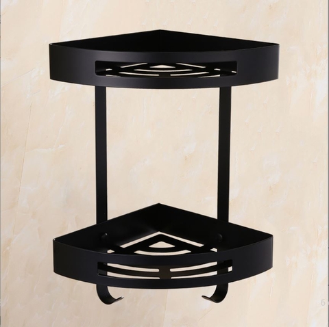 Kệ góc đôi inox 304 sơn tỉnh điện màu đen để vật dụng nhà tắm