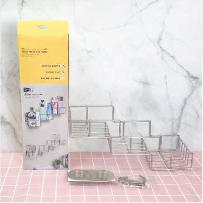 Kệ bậc thang inox 304 cao cấp dán tường KBT01