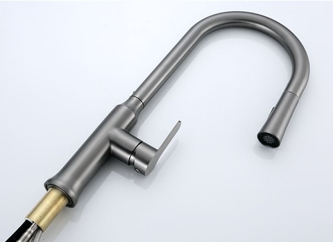 Vòi rửa chén nóng lạnh mẫu dây rút màu ghi xám LANKA VRCNL24