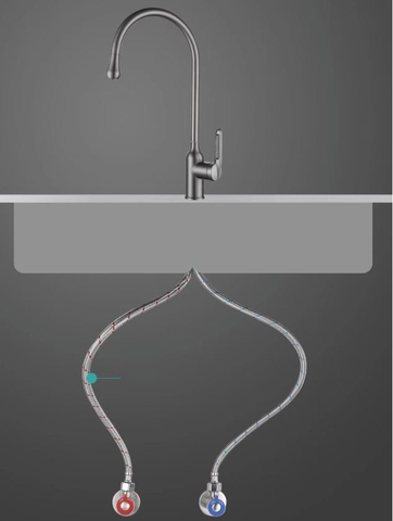 Vòi rửa chén nóng lạnh sơn tỉnh điện màu xám VRCNL18