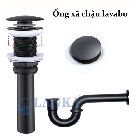 Bộ xả chậu lavabo bằng đồng thau màu đen cực đẹp và bền LANKA