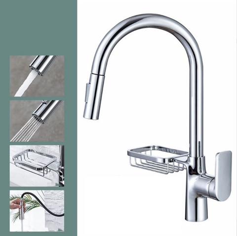 Vòi Rửa Chén Rút Dây Đồng Thau Mạ Crome LANKA VRCNL30