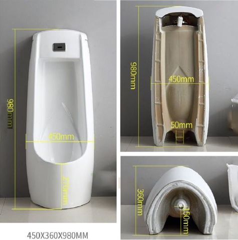 Bồn tiểu nam đặt sàn Tiểu cảm ứng 810 (đã bao gồm bộ xã cảm ứng)