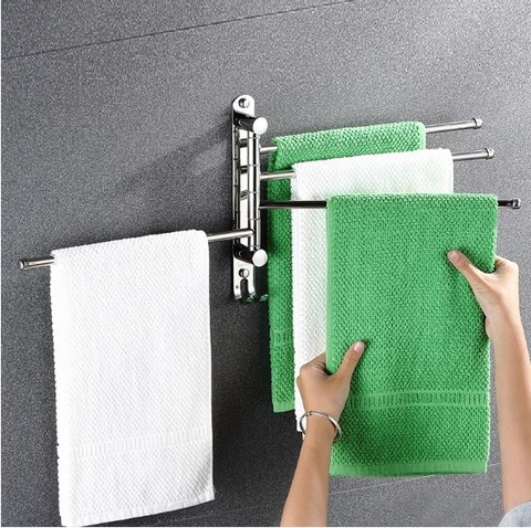 Kệ treo khăn Inox 304 cao cấp MK50 - Thanh treo khăn nhà tắm đa năng xoay 180 độ