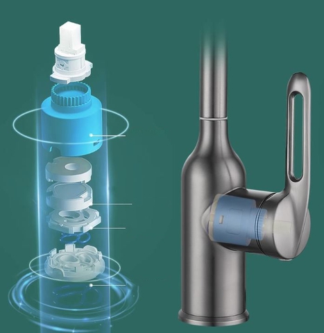 Vòi rửa chén nóng lạnh sơn tỉnh điện màu xám VRCNL18