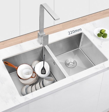 Chậu Rửa Chén 2 HỘC INOX 304 Âm Bàn LOẠI Dày LANKA-8346DT