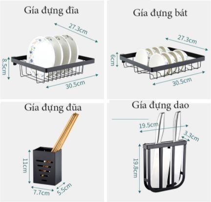 Kệ để chén bát sơn tỉnh điện màu đen loại dày cở 85cm