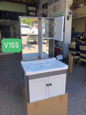 Bộ tủ nhôm chậu lavabo gương soi LANKA