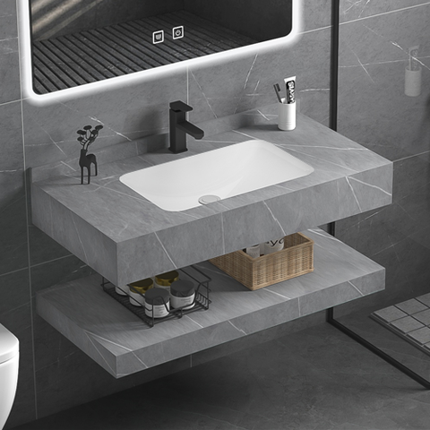 Bàn đá Lavabo 2 Tầng 313-60cm Xám Mờ