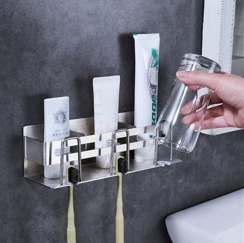 Kệ để bàn chải inox 304 dán tường KBC07 (3 ngăn)