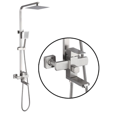 SEN CÂY TẮM ĐỨNG VUÔNG NÓNG LẠNH INOX 304 MỜ mã SC04 LANKA