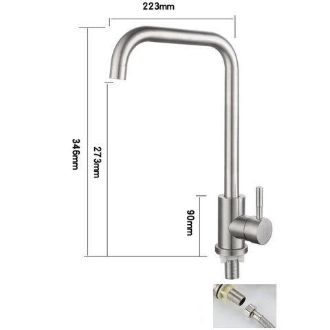 Vòi rửa chén vuông lạnh Inox 301 LANKA VRCL05