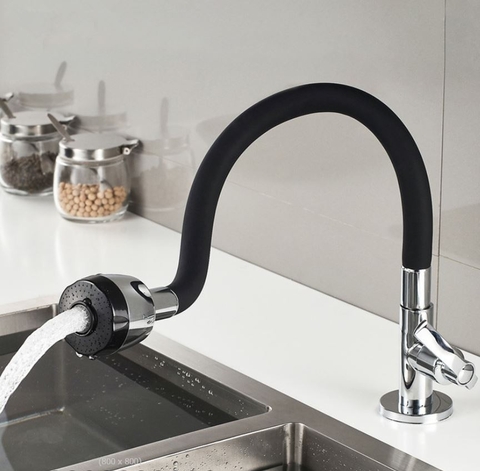 Vòi Rửa Chén Lạnh Thân Mềm Màu Đen LANKA VRCL7