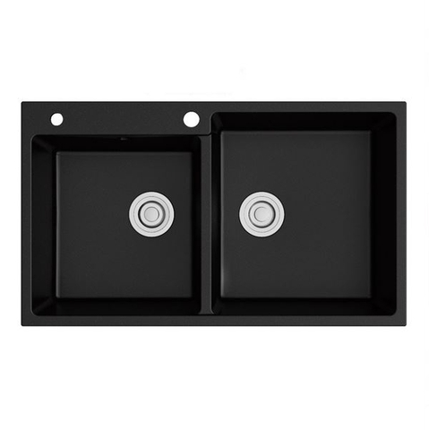 Chậu Rửa Chén Đá Đen 2 Ngăn Lệch Cao Cấp 8650DT