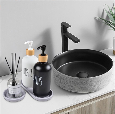 LAVABO SỨ ĐẶT BÀN MẪU TRÒN ĐEN LANKA MÃ LB20