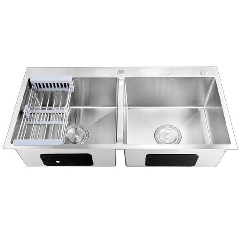 Chậu Rửa Chén 2 Hộc Inox 304 Không Sơn 100x50cm dày 4.0mm