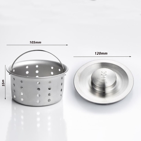 Nắp chắn nước, giỏ rổ rọ lọc rác cho chậu rửa bát inox 304 phi 140