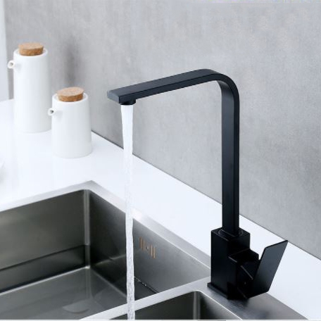 Vòi Rửa Chén Nóng Lạnh Vuông Inox 304  Sơn tỉnh điện màu đen Lanka VRCNL21