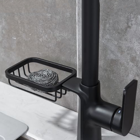 Vòi rửa chén nóng lạnh dây rút đồng sơn tỉnh điện màu đen LANKA VRCNL29