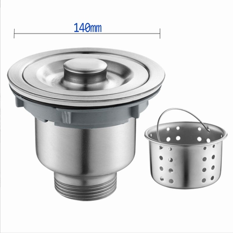 Bầu xả chậu rửa chén inox 304 và nhựa ABS D140