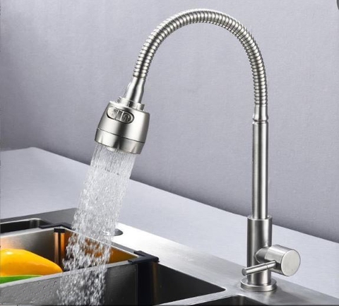 VÒI RỬA CHÉN LÒ XO BẺ, XOAY INOX 304 MỜ LANKA VRCL02